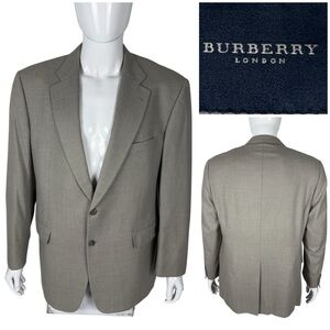 Burberry London Mens 44 R Blazer Gray Kensington Wool Cotton Blend 2 Buttons EUC